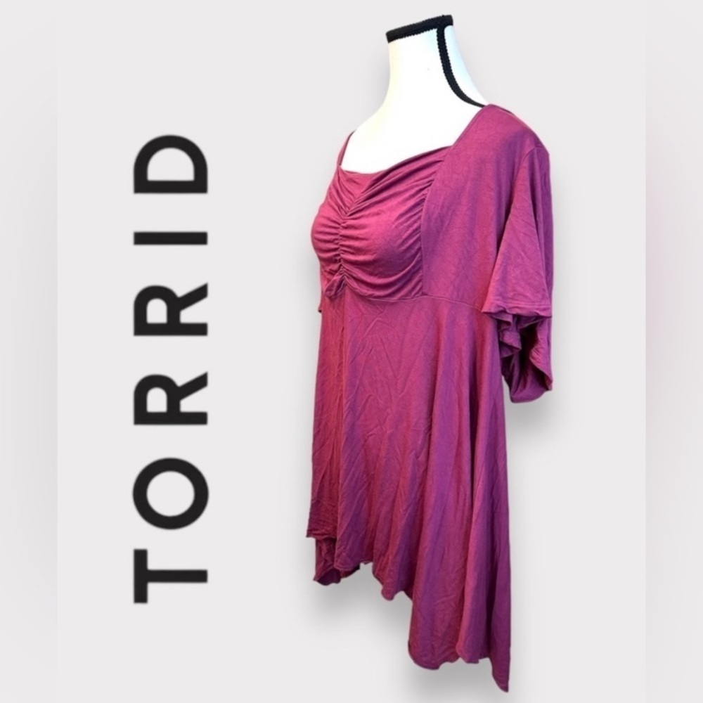 Torrid Rose Sweetheart Tunic with Shark Bite Hem 2X
